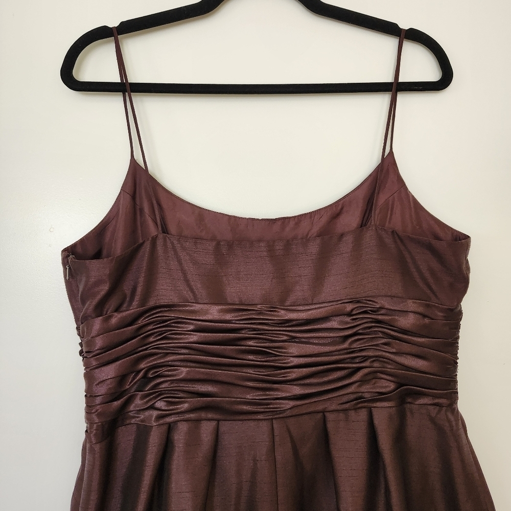 Vintage 90s Chocolate Brown Formal Embroidered A-Line Dress Y2K Fairy Homecoming - Picture 5 of 11